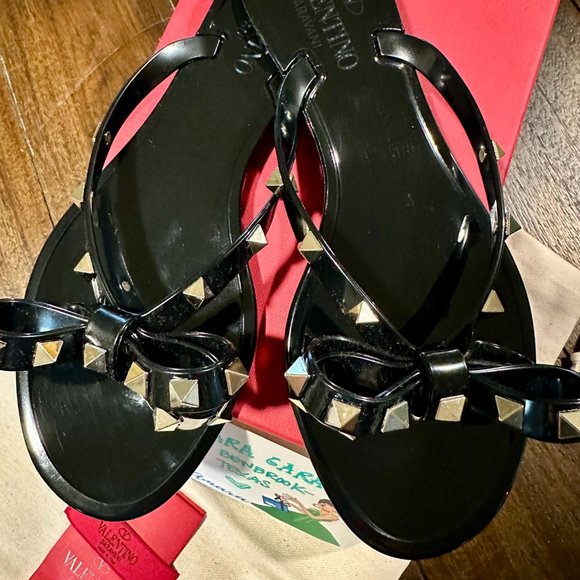 Valentino Shoes Valentino Rockstud Jelly Black Rockstud Sandals